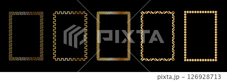 Vintage frames isolated on black background. Decorative gold frame. Trendy decorative frames for wedding invitations, greeting cards, prints. Vintage frames isolated on black background. Decorative gold frame. Trendy decorative frames for wedding invitations, greeting cards, prints. 126928713