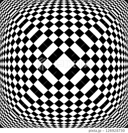 Checked Black and White Pattern. 3D Illusion. Convex Textured Background. 126928730