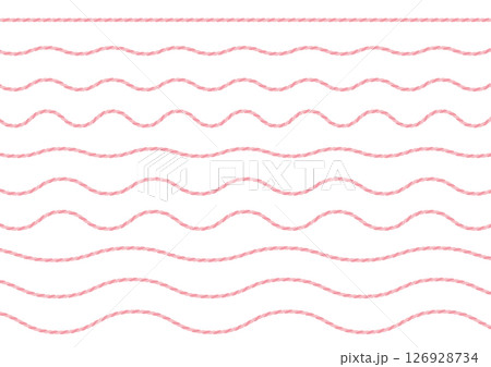 真っ直ぐな紐と波打つ紐のイラストのセット_ピンク 126928734