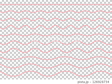 真っ直ぐな紐と波打つ紐のイラストのセット_ピンク 126928734