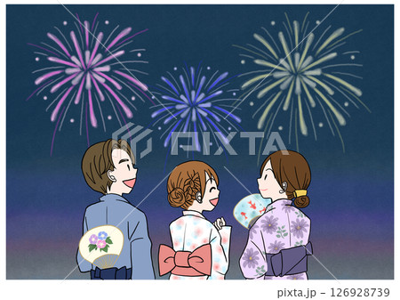 家族で見る花火 126928739