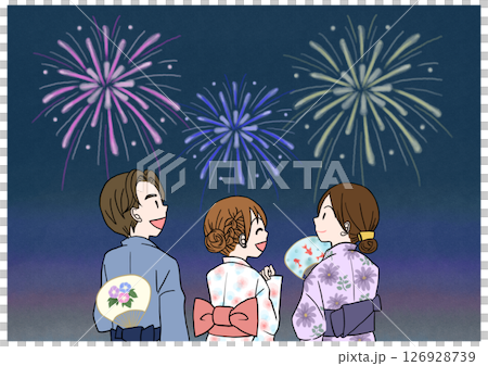家族で見る花火 126928739