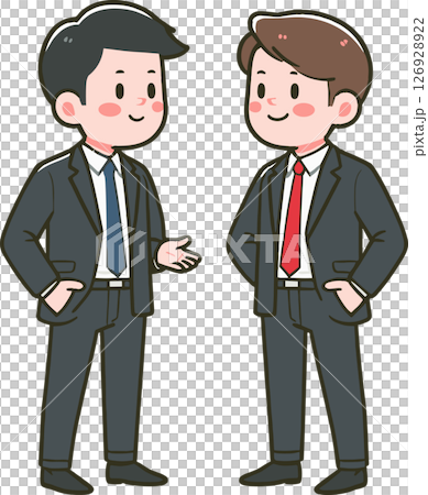 Illustration of two businessmen talking 126928922
