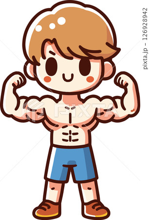 筋肉をアピールする男性のイラスト 126928942