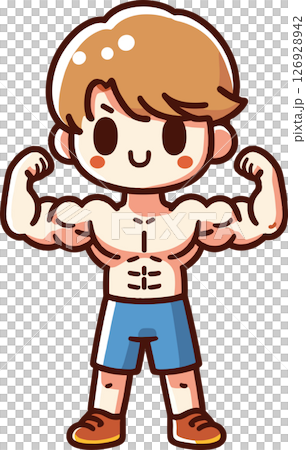 筋肉をアピールする男性のイラスト 126928942