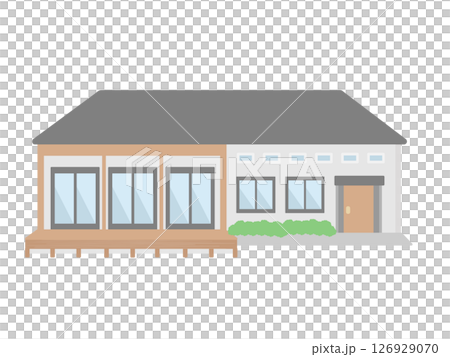 Single-storey house building illustration 126929070