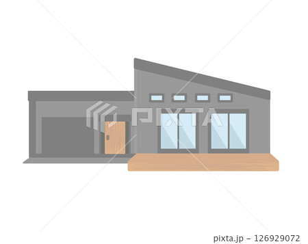 平屋  家  建物  イラスト 126929072