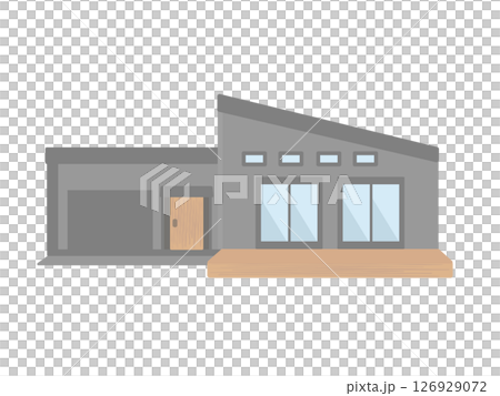 平屋  家  建物  イラスト 126929072