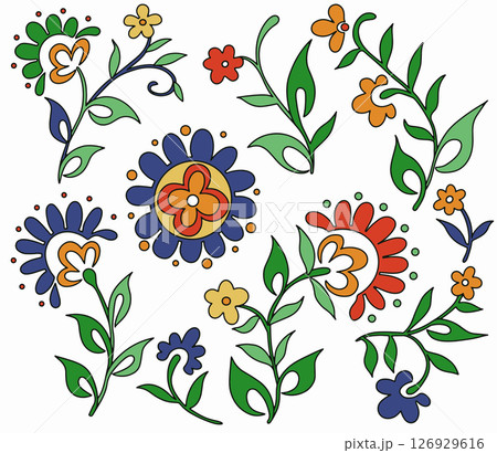 Set with abstract floral print, vector illustration Set with abstract floral print, vector illustration 126929616