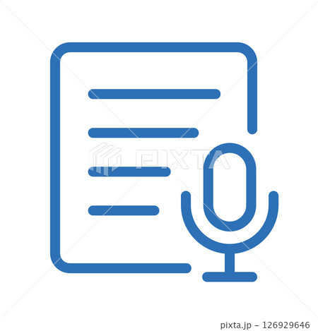 議事録自動化のアイコン。AI文字起こし・議事メモの線画イラスト 126929646