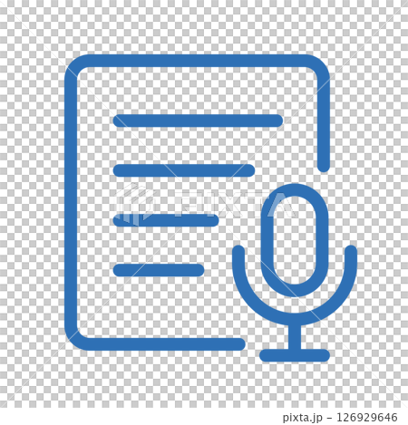 議事録自動化のアイコン。AI文字起こし・議事メモの線画イラスト 126929646