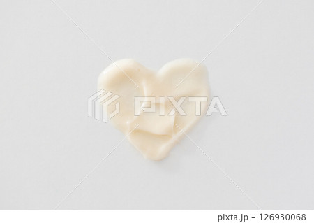 Hair conditioner or shampoo texture heart shape. Skincare and self-care 126930068