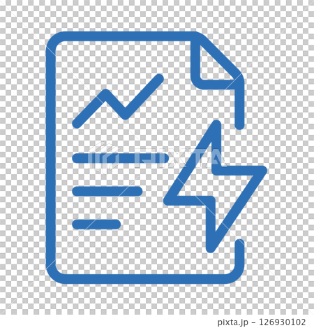 レポート自動生成アイコン。AIによる自動レポート作成の線画イラスト 126930102