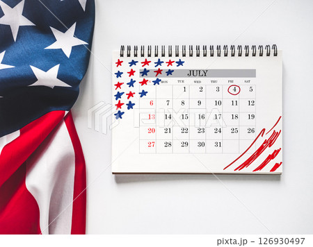 Happy Independence Day. American flag and calendar Happy Independence Day. American flag and calendar 126930497