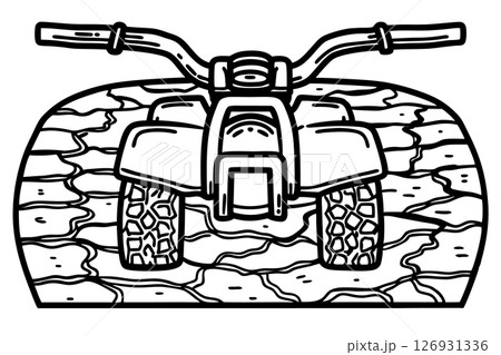All terrain vehicle on cracked dry landscape, off road adventure and extreme outdoor exploration concept, AI Generative All terrain vehicle on cracked dry landscape, off road adventure and extreme outdoor exploration concept, AI Generative 126931336