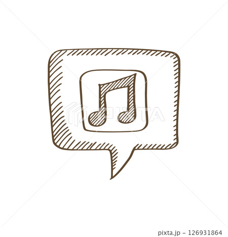 Musical note icon sketch in speech bubble hand drawn music symbol, communication and audio concept illustration, AI Generative Musical note icon sketch in speech bubble hand drawn music symbol, communication and audio concept illustration, AI Generative 126931864
