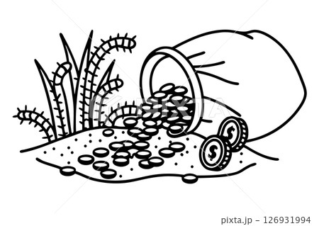Bag of coins spilling onto ground with plants wealth, money, savings, investment, financial growth, AI Generative Bag of coins spilling onto ground with plants wealth, money, savings, investment, financial growth, AI Generative 126931994