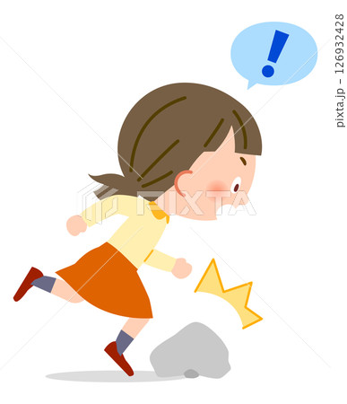 石に躓く女子小学生 126932428