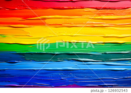 Rainbow colors made with oil paint brush 126932543