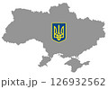Map of Ukraine with coat of arms 126932562