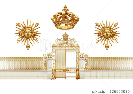 golden gates to Versailles castle,france, isolated on white background 126933050