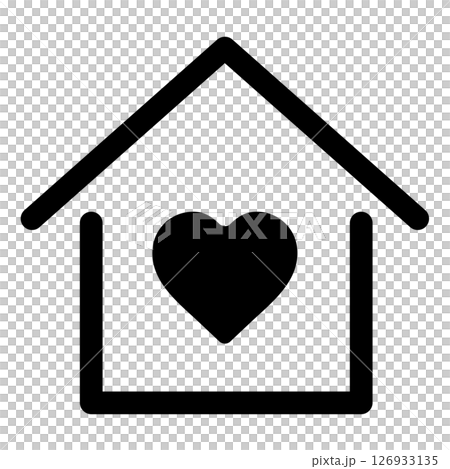 安心、愛情をイメージした家とハートのアイコン 126933135