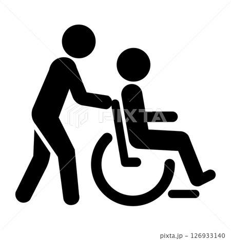 車椅子ユーザーと介助者のアイコン 車椅子ユーザーと介助者のアイコン 126933140