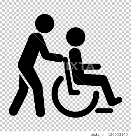 輪椅使用者和護理人員圖標 輪椅使用者和護理人員圖標 126933140