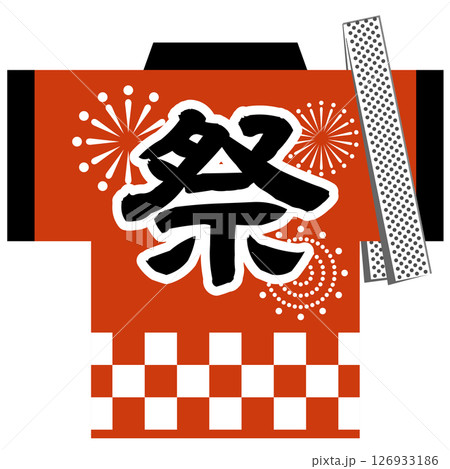 花火の半被と手ぬぐい（祭り・開店・イベント）のイラスト　ベクター 126933186