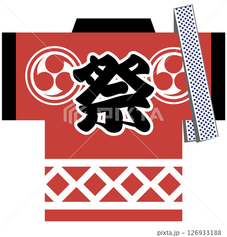 花火の半被と手ぬぐい（祭り・開店・イベント）のイラスト　ベクター 126933188