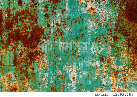 flat rusted sheet metal texture with green paint leftovers flat rusted sheet metal texture with green paint leftovers 126933593