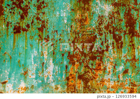 flat rusted sheet metal texture with green paint leftovers flat rusted sheet metal texture with green paint leftovers 126933594