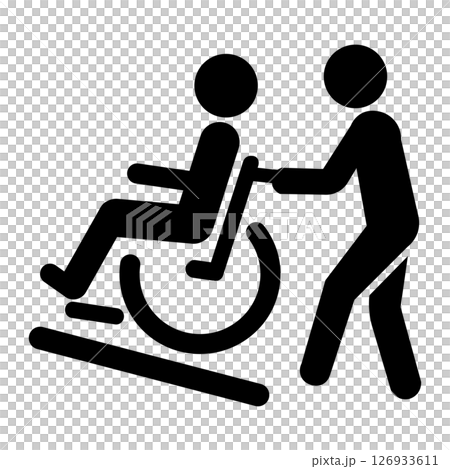 輪椅使用者上坡的圖標 輪椅使用者上坡的圖標 126933611
