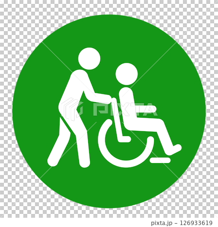 Wheelchair and helper icon 126933619