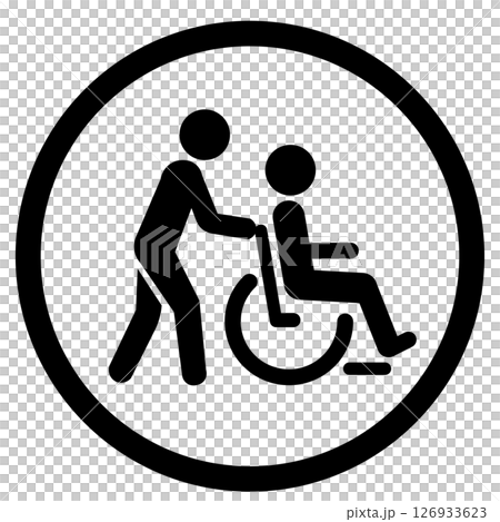 Wheelchair and helper icon 126933623