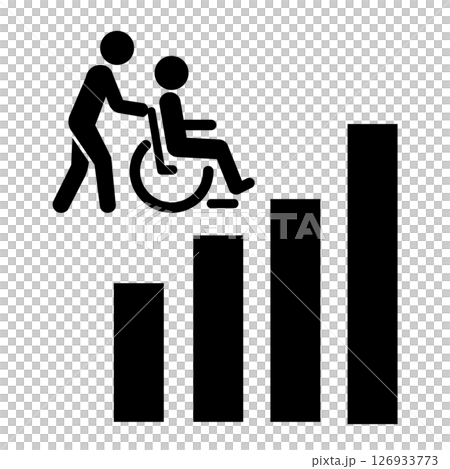 増加する要介護者のアイコン グラフ 増加する要介護者のアイコン グラフ 126933773