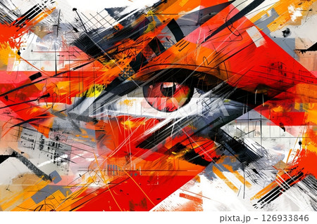 Abstract Eye, Modern Art Portrait, Colorful Artwork, Expressive Gaze, Vision, Creativity 126933846