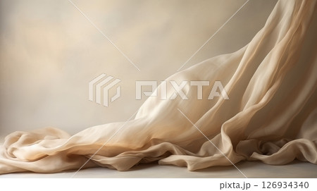 Exquisite linen fabric texture featuring beautiful and delicate folds, perfect for background design 126934340