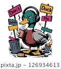 Don't Duck With Me Vector - Coffee Drinking Duck Cartoon 126934613
