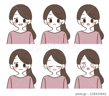 女性　顔　表情差分セット 126934642