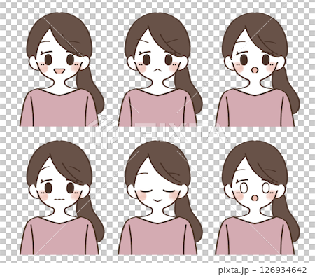 女性　顔　表情差分セット 126934642