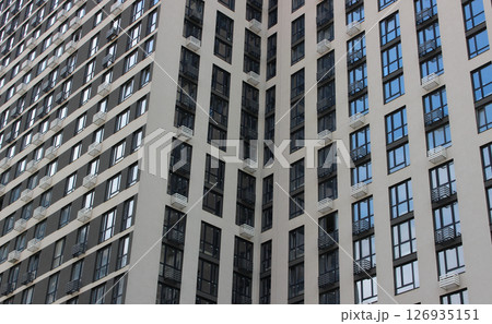 Same Windows And Balconies Of New High Rise Apartments Stock Photo For Urban Backgrounds  126935151