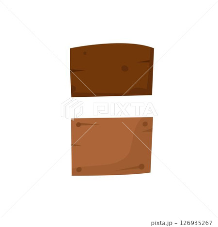 Cartoon wooden signboards, empty brown planks for text, isolated on background, vector art 126935267
