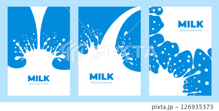 Set Of Dairy Product Label Templates With Milk Splash Set Of Dairy Product Label Templates With Milk Splash 126935373