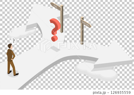 3D Isometric Flat Illustration of Fail Or Success, The Importance Of Decision Making For Future Achievements 3D Isometric Flat Illustration of Fail Or Success, The Importance Of Decision Making For Future Achievements 126935559