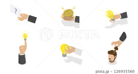 3D Isometric Flat  Illustration of Creative Idea, Brainstorming or Decision Making 126935560