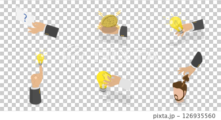 3D Isometric Flat  Illustration of Creative Idea, Brainstorming or Decision Making 126935560