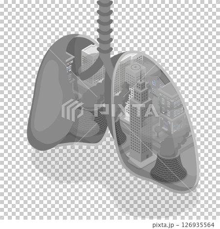 3D Isometric Flat  Illustration of Air Pollution, Environmental Problem 126935564