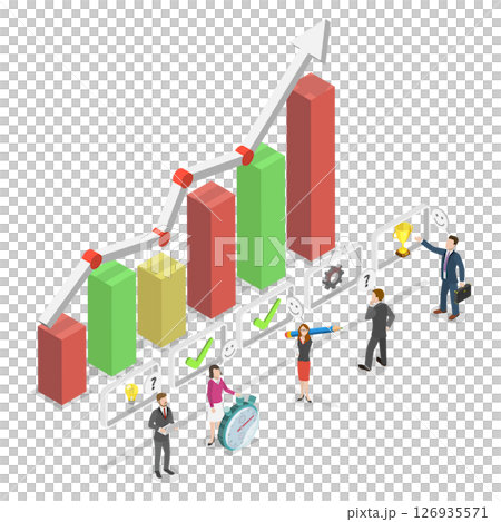 3D Isometric Flat  Illustration of Effective Timeline Management, Tracker For Business Projects And Goals 126935571