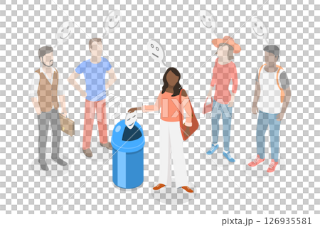 3D Isometric Flat Illustration of Truthfulness and Sincerity, Express Real Feelings 3D Isometric Flat Illustration of Truthfulness and Sincerity, Express Real Feelings 126935581